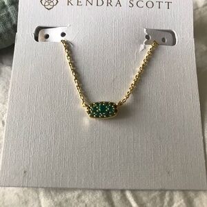 Kendra Scott Gold Necklace with Green Pendant